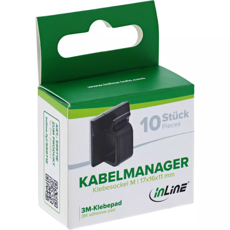 InLine 59971E Gestore cavi universale ganci per cavi nero 10 pz.
