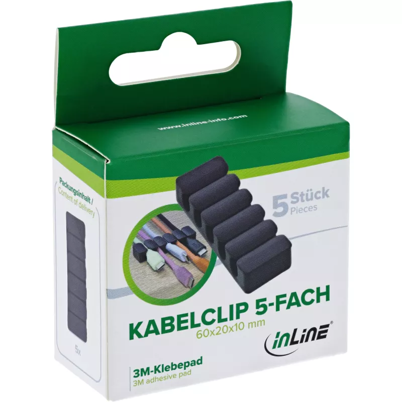 InLine 59971K Organizer per cavi universale clip per cavi nero 5 pz.