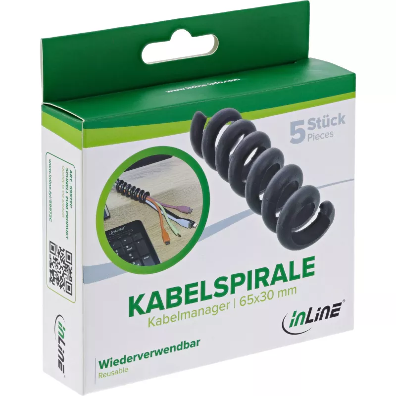 InLine 59972C Organizer per cavi universale guaina per cavi nero 5 pz.
