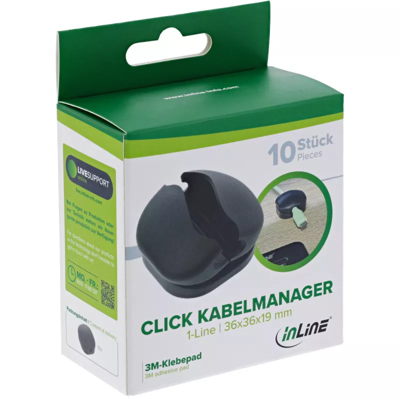 InLine 59971M Organizer per cavi universale clip per cavi nero 10 pz.