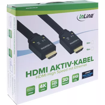 InLine Cavo HDMI attivo, HDMI High Speed con Ethernet, M/M, treccia in nylon, 10m