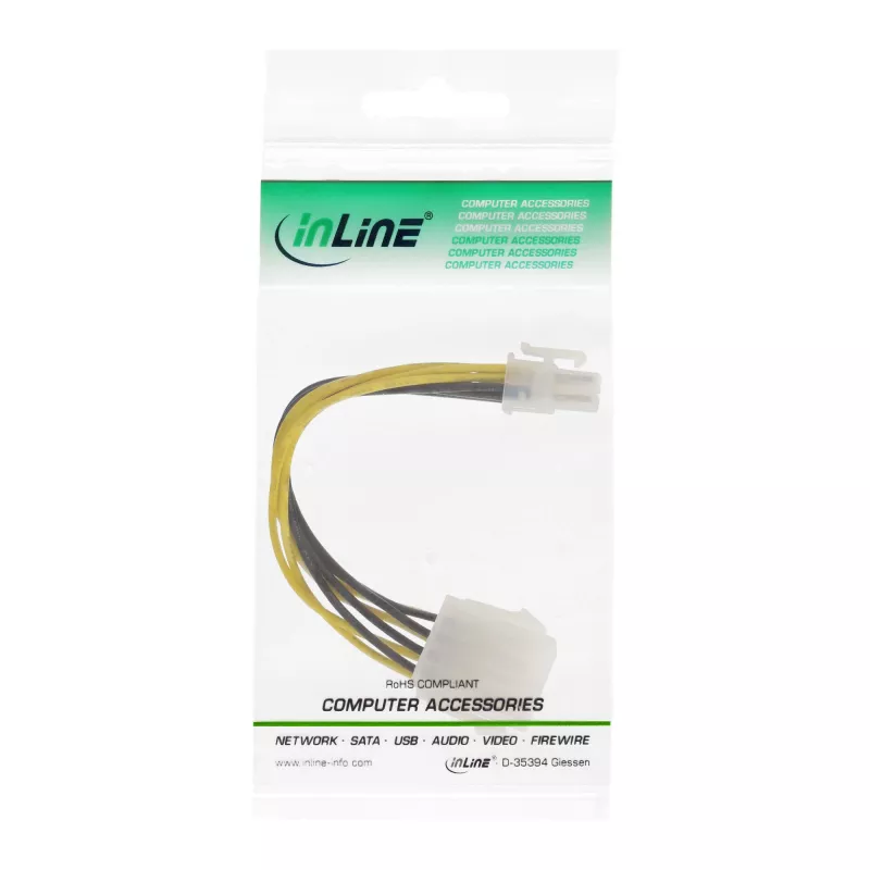 InLine Adattatore alimentazione scheda madre ATX 2.0/EPS 8 pin / 12V ATX1.3 4 pin 0,15m