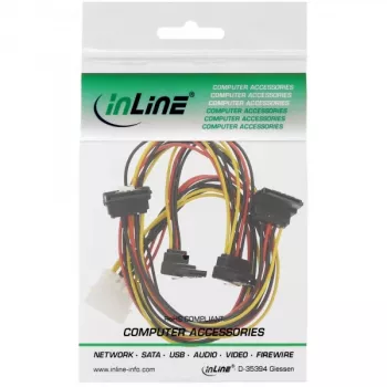 InLine Cavo alimentazione interno a Y 1x Molex / 4x SATA angolare con blocchi 0,40+0,55m