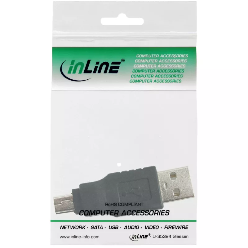 InLine Adattatore USB 2.0 Type-A maschio / Mini-USB 5 pin maschio 33441C