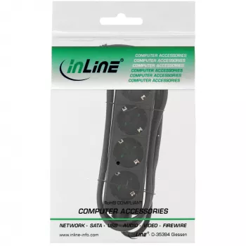 Ciabatta InLine, 4 prese Schuko CEE 7/3, nero, 3 m