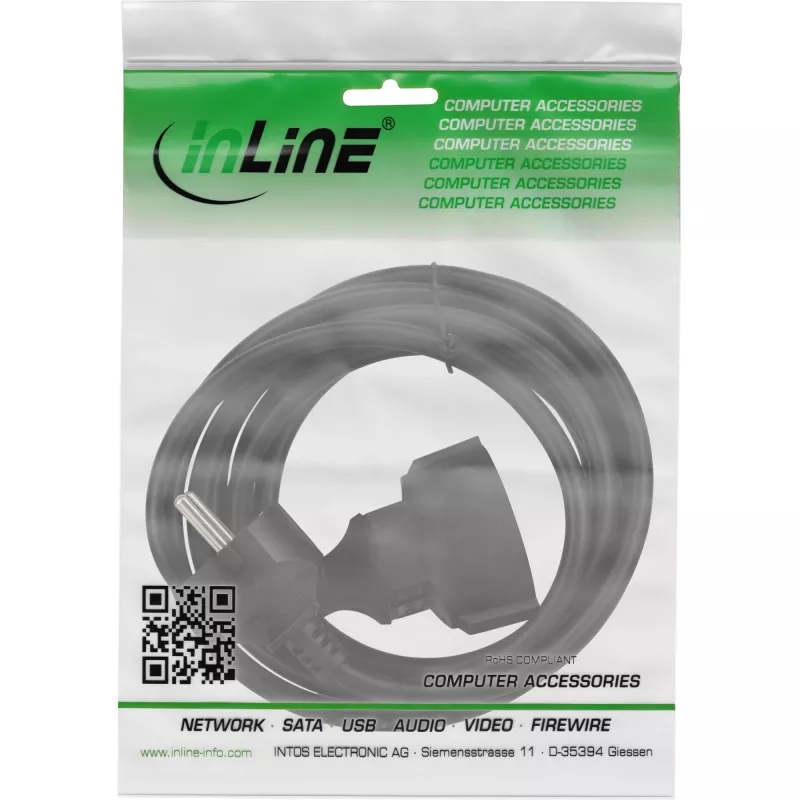 Prolunga elettrica InLine nero 1m CEE7/7 H05VV-F3G