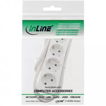 Ciabatta InLine, 4 prese Schuko CEE 7/3, bianco, 3m