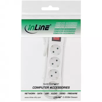Ciabatta InLine, 4 prese Schuko CEE 7/3, con interruttore, bianco, 5 m
