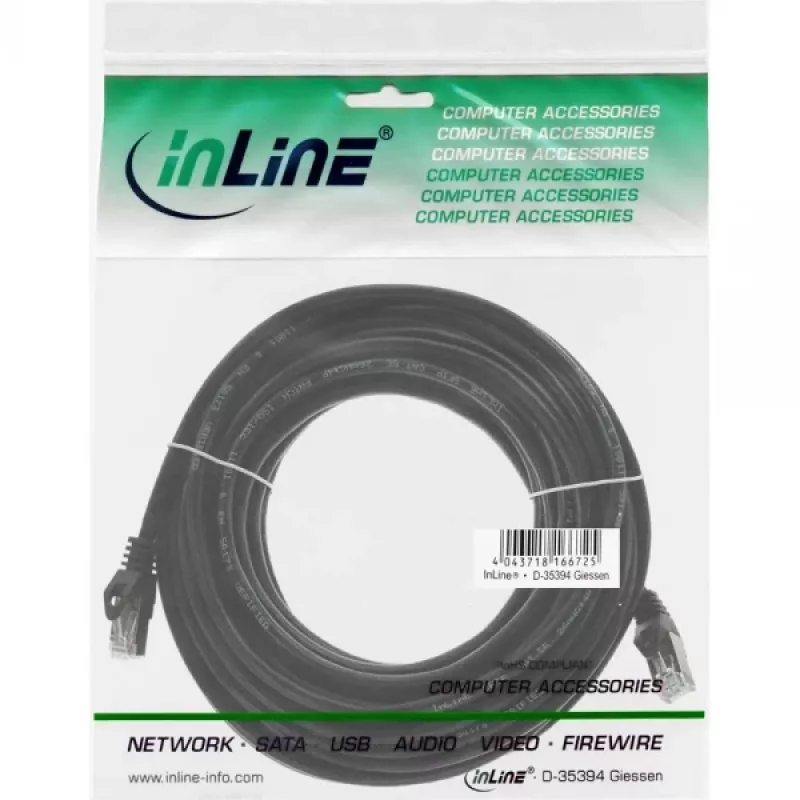 Cavo patch InLine F/UTP Cat.5e nero 7m