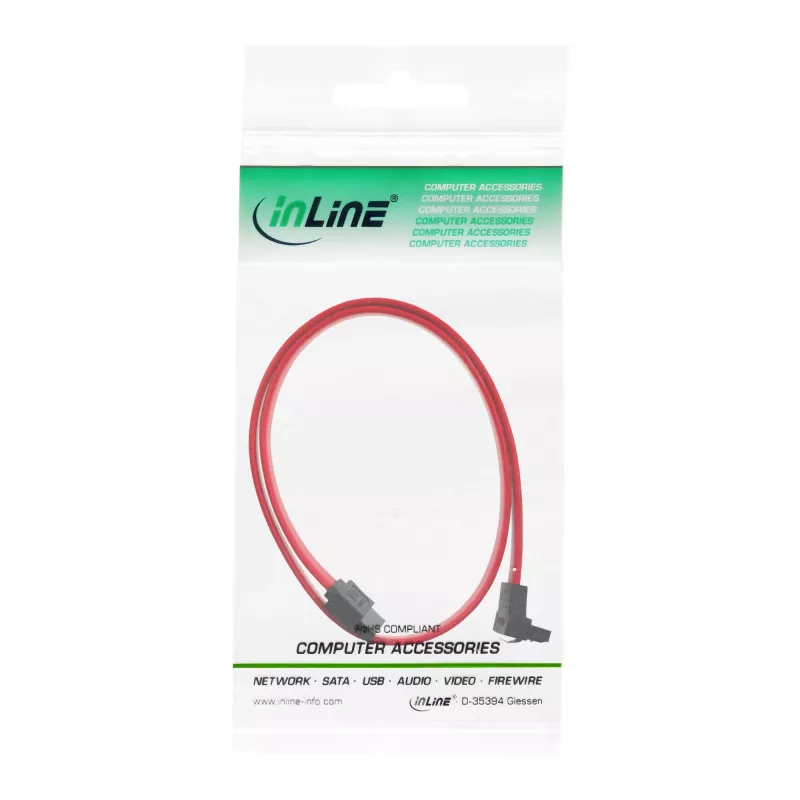 InLine cavo SATA per connessioni 150-/300-/600-SATA angolare con blocchi, 90°, 0,3m