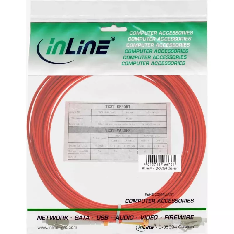 Cavo in fibra ottica duplex LC/LC InLine 88522B 50/125µm OM2 7m