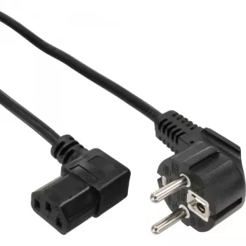 Cavo di alimentazione InLine, CEE 7/7 angolare / 3 poli IEC C13 connettore maschio angolare, 1 m