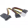 Cavo adattatore di alimentazione SATA InLine spina su connettore femmina su 2x SATA + connettore di alimentazione Molex 4 pin