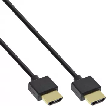 Cavo HDMI High Speed InLine con Ethernet, AM/AM, extra piatto, nero/oro, 1 m