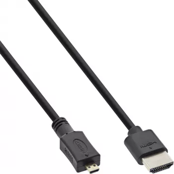 Cavo HDMI High Speed InLine con Ethernet, AM/DM, extra piatto, nero/oro, 1 m