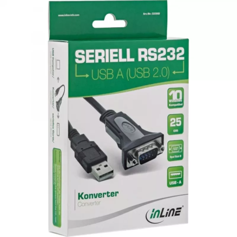 Cavo adattatore USB 2.0 su seriale InLine 33306I 0,25 m nero