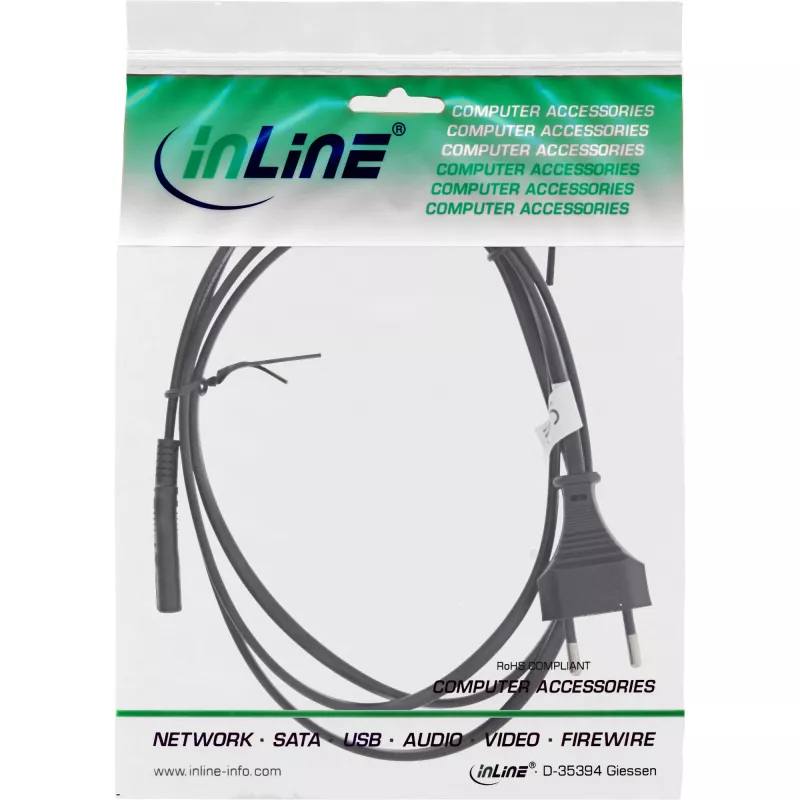 Cavo di alimentazione InLine Svizzera spina CEE7/16 su Euro8 C7, nero, 1,8 m