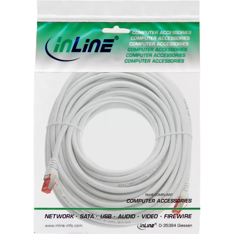 Cavo patch InLine S/FTP PiMF Cat.6 250MHz rame halogen free bianco 15 m