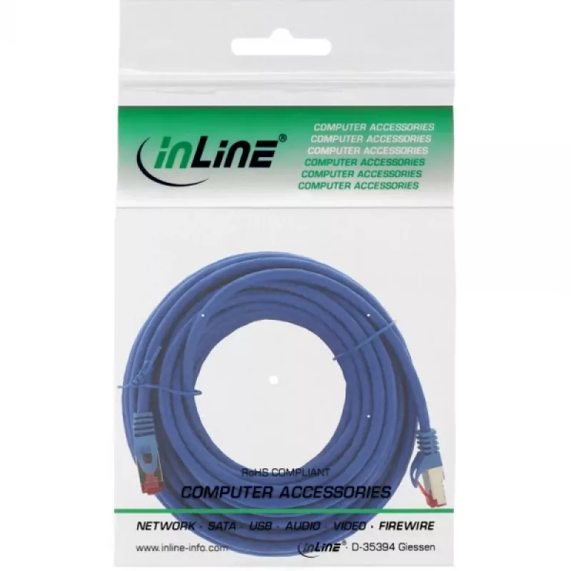 Cavo patch InLine S/FTP PiMF Cat.6 250MHz rame halogen free blu 15 m
