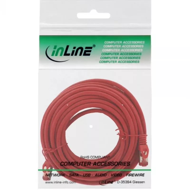 Cavo patch InLine S/FTP PiMF Cat.6 250MHz rame halogen free rosso 15 m