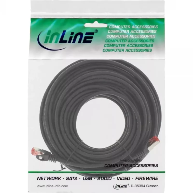 Cavo patch InLine S/FTP PiMF Cat.6 250MHz rame halogen free nero 15 m