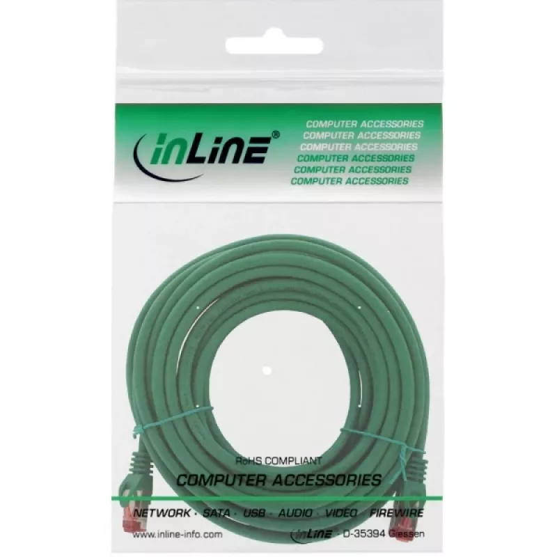 Cavo patch InLine S/FTP PiMF Cat.6 250MHz rame halogen free verde 15 m
