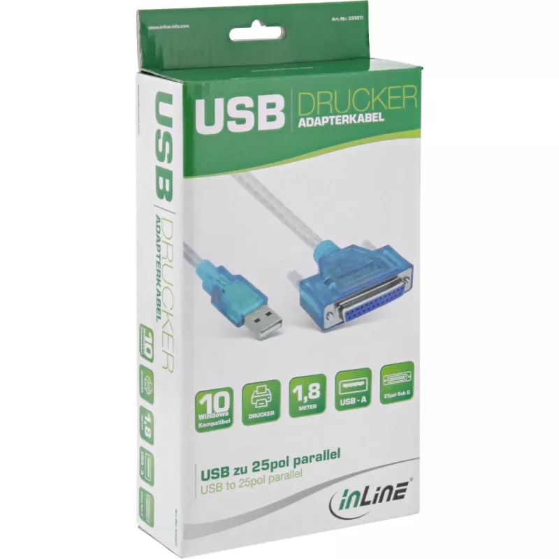 Cavo per stampante USB InLine 33397I 1,8 m spina tipo A su connettore femmina DB25