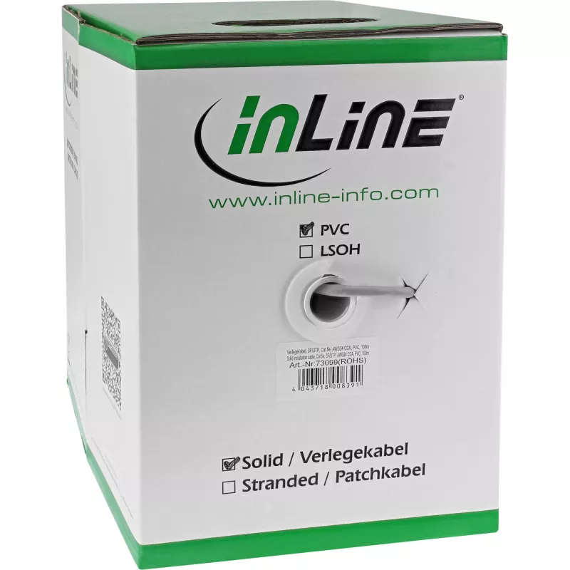 Cavo per installazione fissa InLine SF/UTP Cat.5e AWG24 CCA PVC 100 m