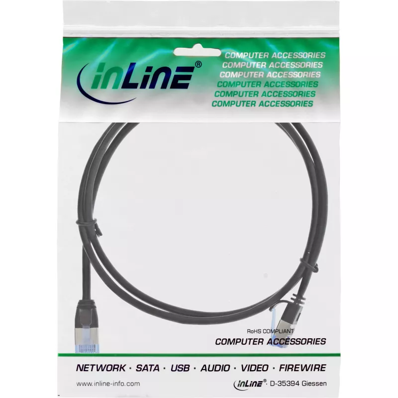 Cavo patch InLine sottile rotondo U/FTP Cat.6A RJ-45 1,5 m nero