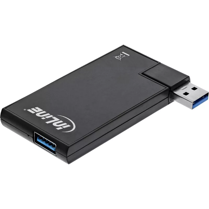 Hub USB 3.0 InLine girevole, 4 porte, nero