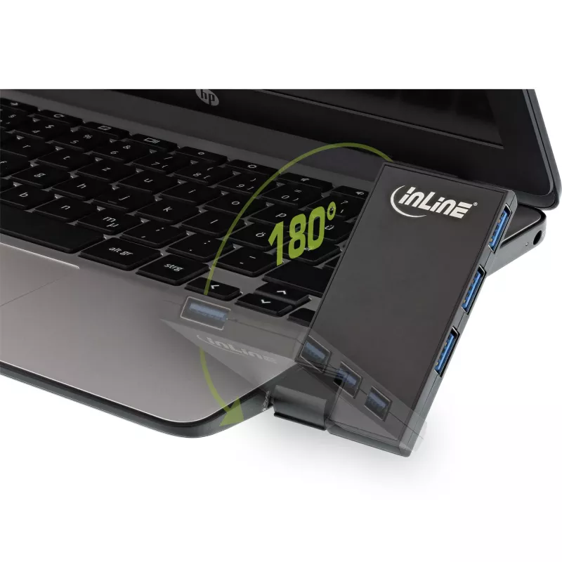 Hub USB 3.0 InLine girevole, 4 porte, nero