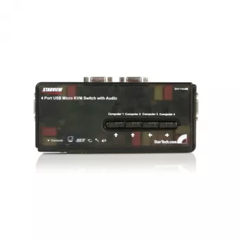 Kit switch KVM USB StarTech.com a 4 porte nero con cavi e audio