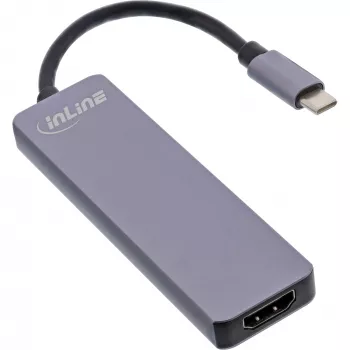 Multi-hub InLine USB 3.2 Gen.1, 2x USB-A, HDMI 4K/30Hz, lettore schede, alluminio, grigio