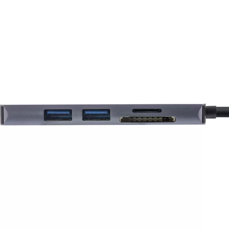 Multi-hub InLine USB 3.2 Gen.1, 2x USB-A, HDMI 4K/30Hz, lettore schede, alluminio, grigio