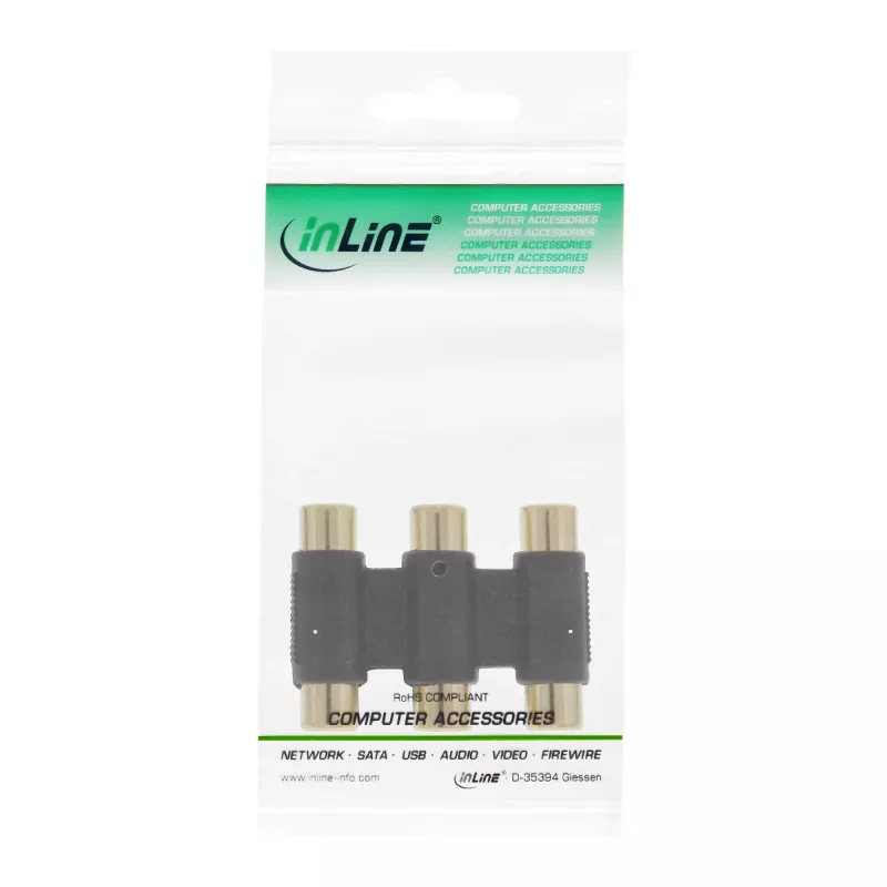 Adattatore audio InLine 3x connettore femmina RCA/femmina dorato 99319