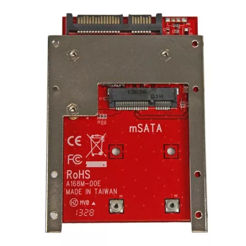 StarTech.com SAT32MSAT257 adattatore / convertitore da mSATA SSD a SATA da 2,5 pollici, SATA a 22 pin, 6 Gbit/s, nero, rosso, argento