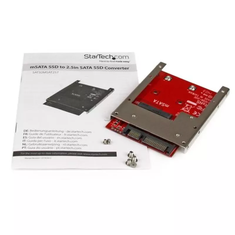 StarTech.com SAT32MSAT257 adattatore / convertitore da mSATA SSD a SATA da 2,5 pollici, SATA a 22 pin, 6 Gbit/s, nero, rosso, argento