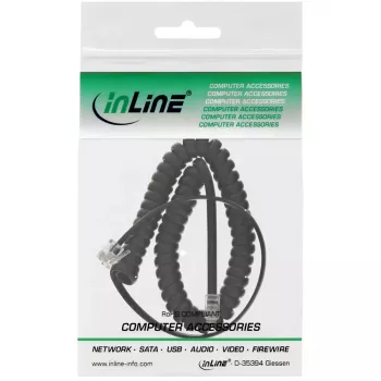InLine cavo a spirale per cornetta, RJ10 4P4C M/M, nero, max. 4 m