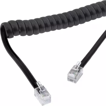 InLine cavo a spirale per cornetta, RJ10 4P4C M/M, nero, max. 2 m