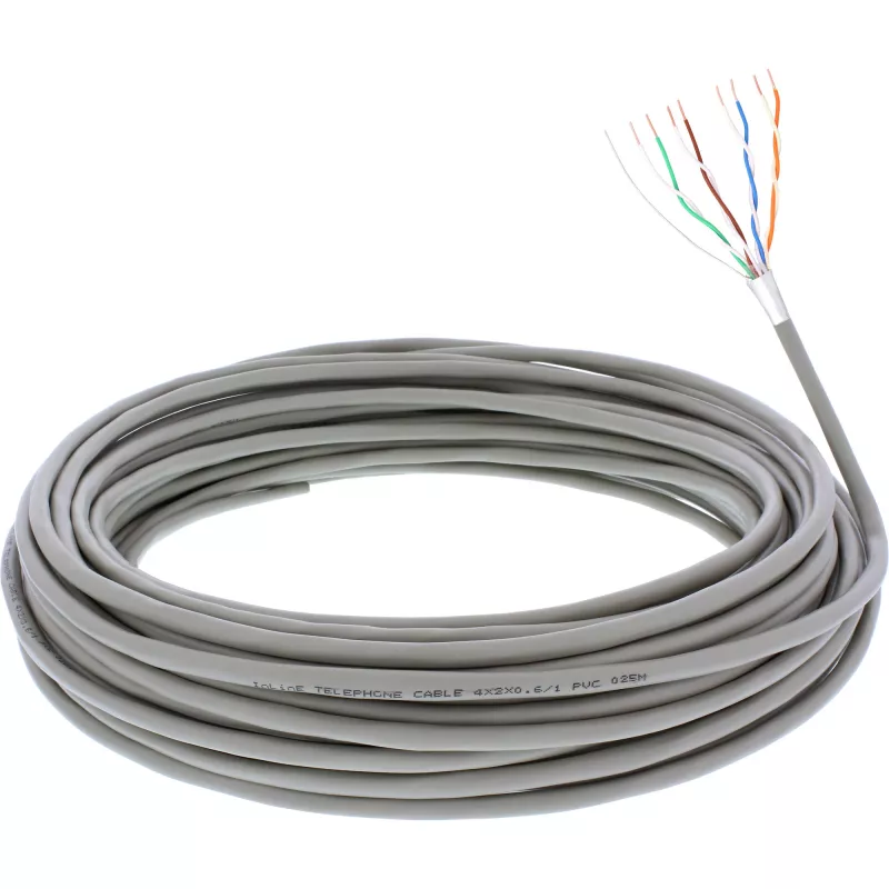 InLine cavo telefonico 8 fili massiccio per installazione 4x2x06mm schermato 25 m