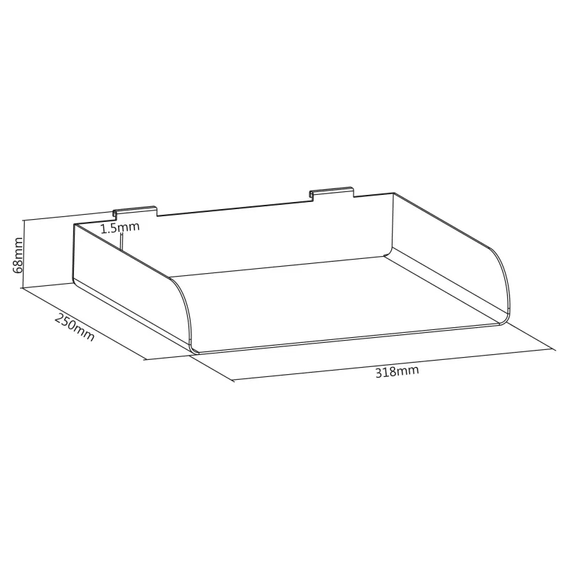 InLine 23182B Mensola Slatwall grande, in acciaio, 318 x 250 x 68 mm, fino a 3 kg, bianca