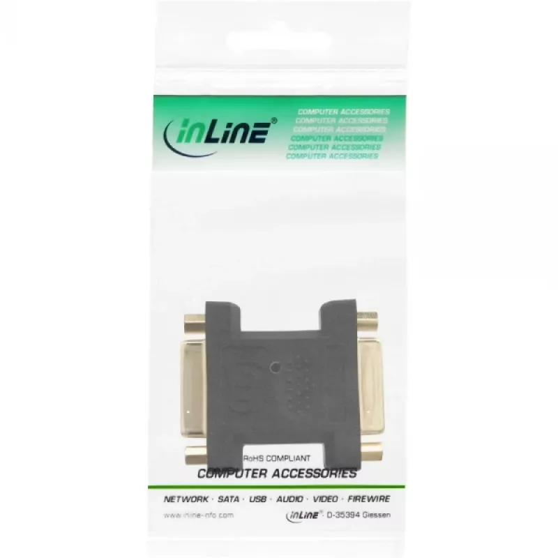 Adattatore DVI-I InLine digitale + analogico 24+5 femmina / femmina nero placcato oro