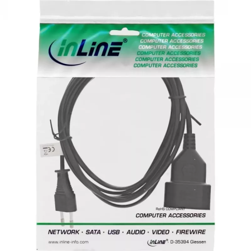 Prolunga elettrica InLine spina Euro Type-C maschio/femmina, nera, 3m