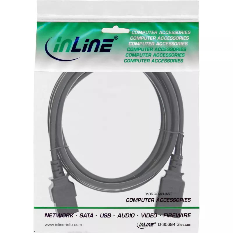 Cavo di alimentazione InLine C19 / C20 tripolare IEC maschio / femmina nero 3 m