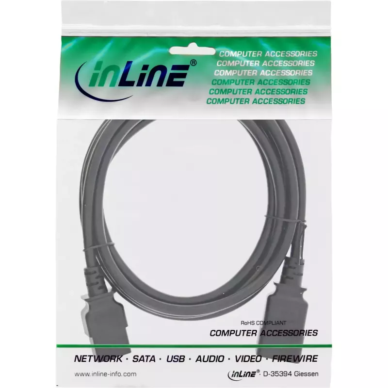 Cavo di alimentazione InLine C19 / C20 3 poli connettore / connettore femmina IEC nero 2 m