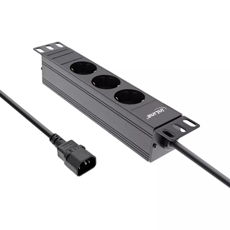 Ciabatta 10 pollici InLine 3 prese Schuko connessione C14 3 prese AC 10 A