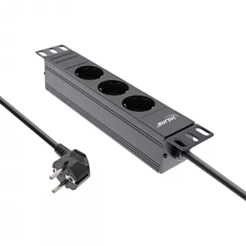 Ciabatta 10 pollici InLine, 3 prese Schuko, senza interruttore, 2m, nero