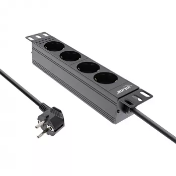 PDU 10 pollici InLine, 4 prese Schuko, senza interruttore, 2 m, nero