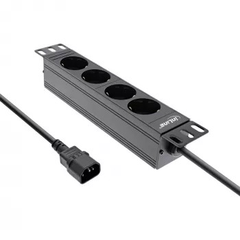 Ciabatta 10 pollici InLine, 4 prese Schuko, connessione C14, senza interruttore