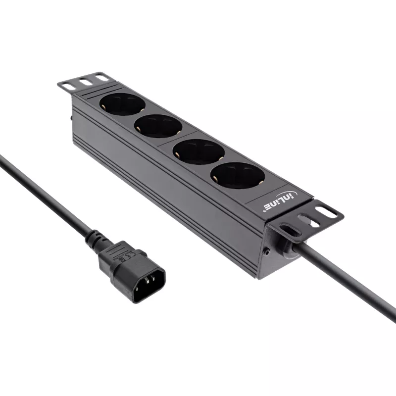 Ciabatta 10 pollici InLine, 4 prese Schuko, connessione C14, senza interruttore